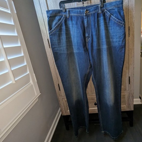 NEW NIKE LEBRON Men's Dark Wash Wide Leg Relaxed fit Denim Jeans Pant 44x36 Tall - Picture 1 of 4